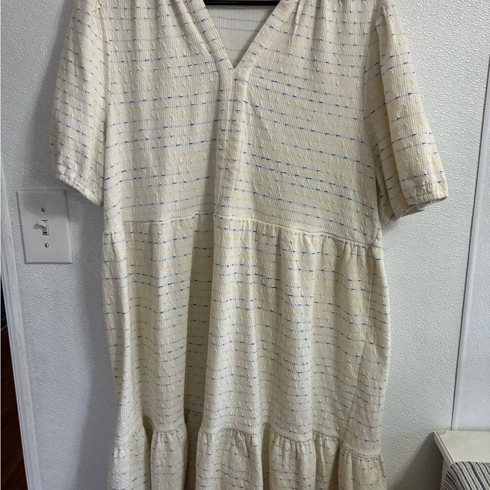 Loft  Cream V-Neck Babydoll dress XL